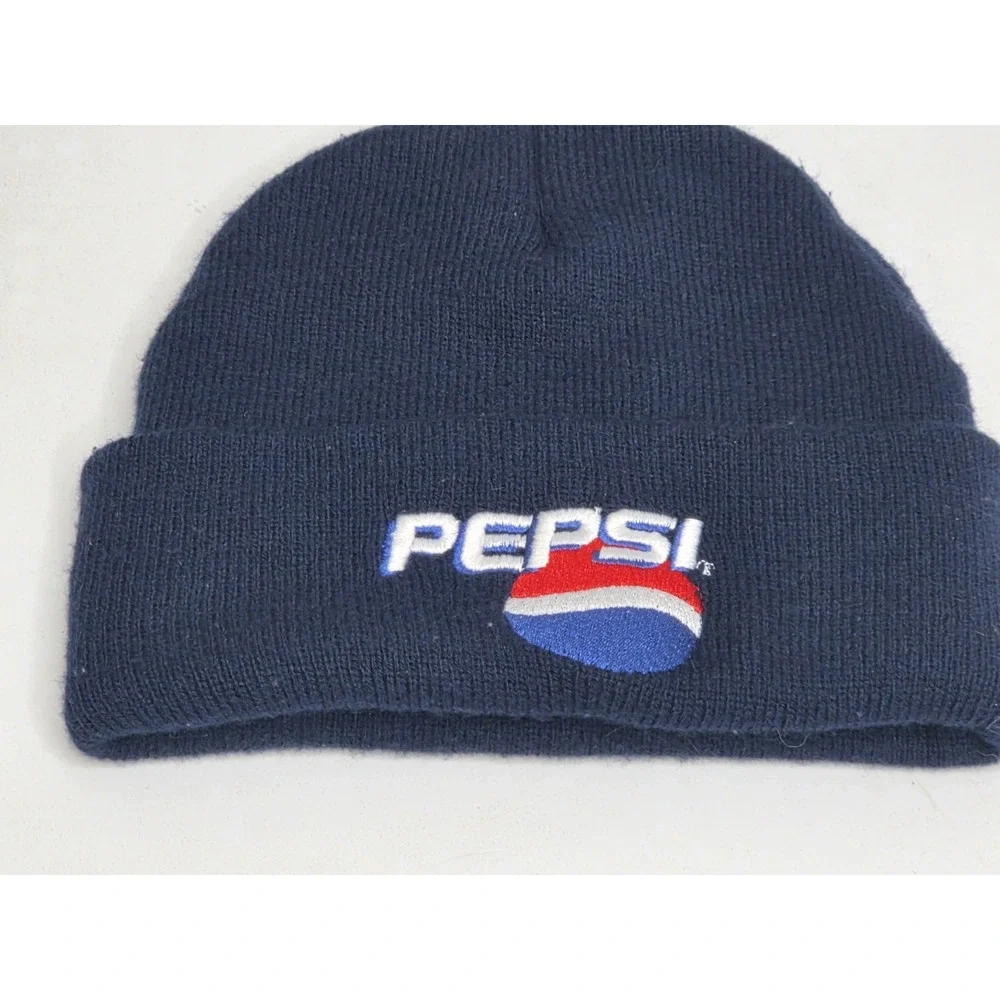 Vintage Pepsi Logo 3M Thinsulate Knit Beanie Navy Blue Cuffed Winter Hat...